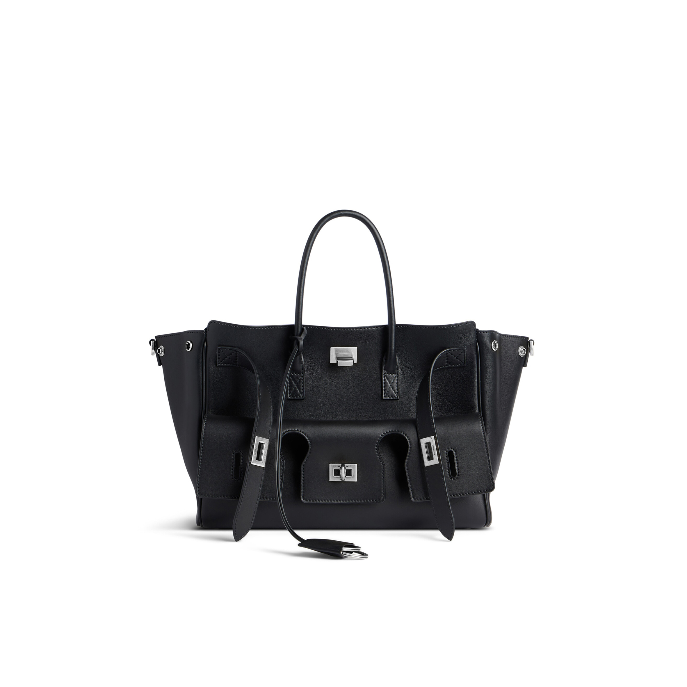 BALENCIAGA WOMEN'S BEL AIR SMALL CARRY ALL BAG IN BLACK 8125452ABAW1000 (29.5*20.3*11.9cm)